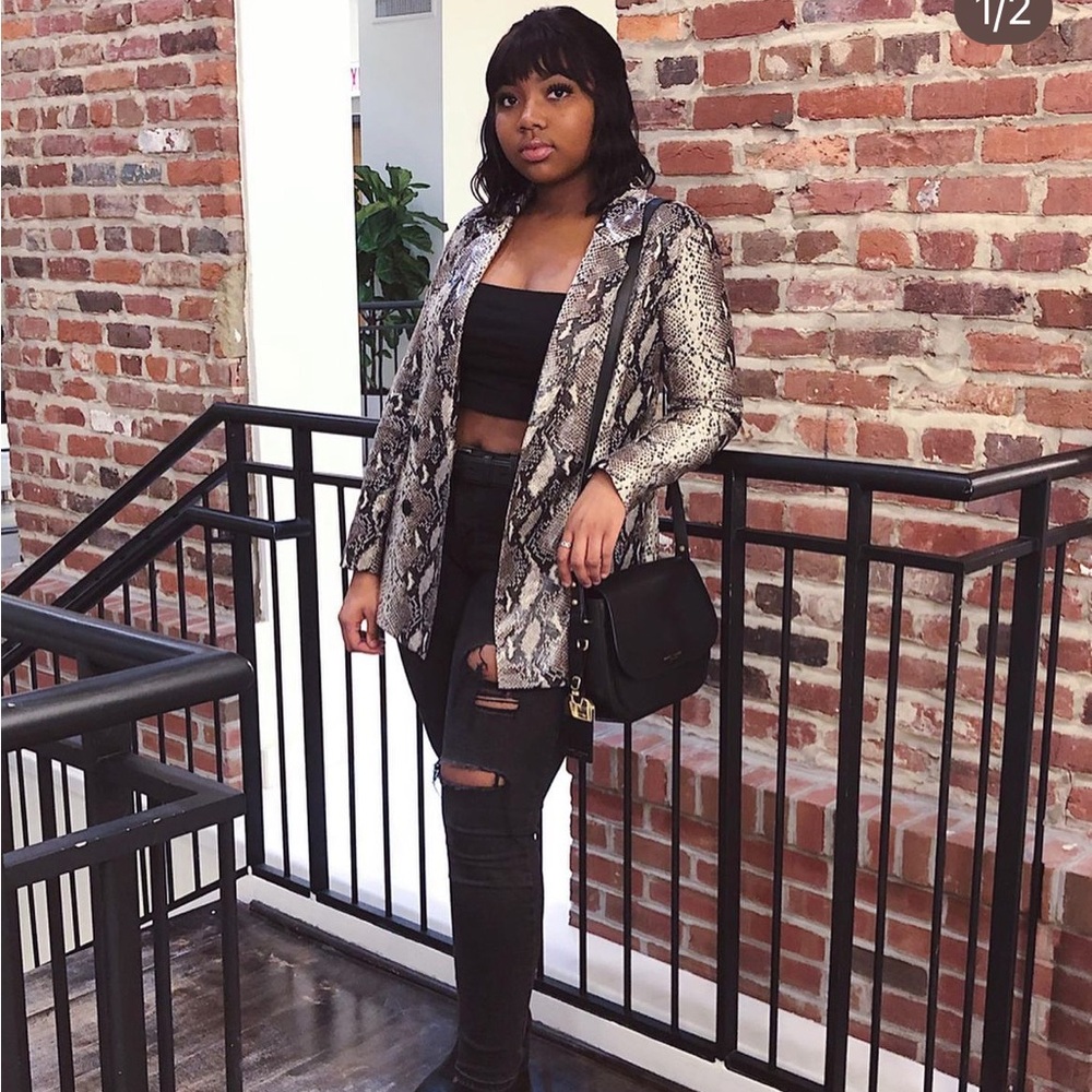 Missguided Snake Print Blazer